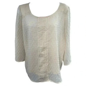 Lauren Conrad cream embroidered top with Swiss dots, Women’s Top Size Medium